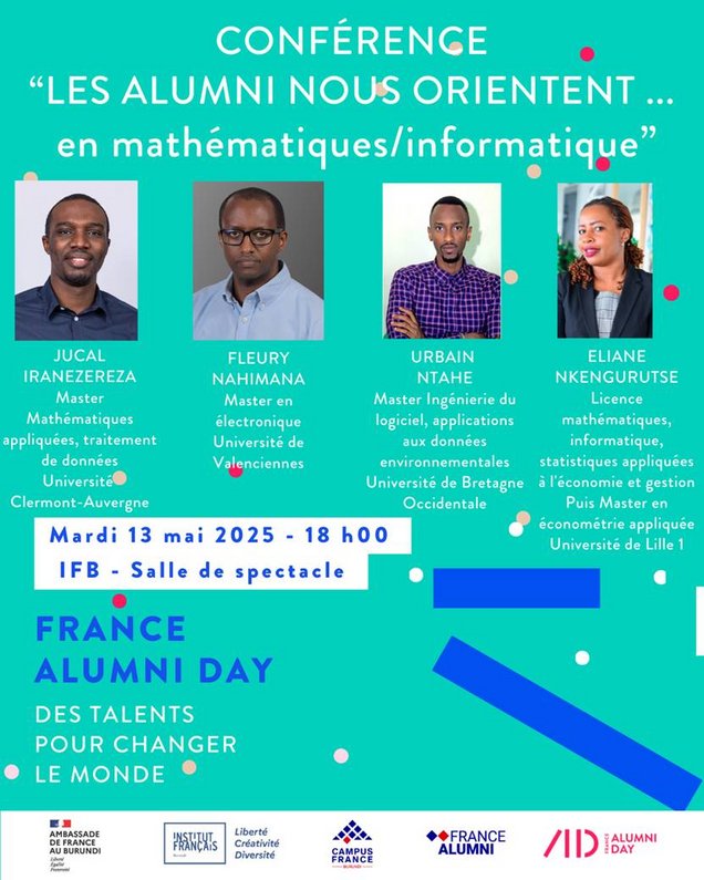Affiche de la conférence France Alumni Day sur les mathématiques et l'informatique